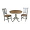 International Concepts Round 36 in Rd Top Pedestal Table, 2 San Remo Chairs, Hickory/Stone, 36 in W, 36 in L, 29.1 in H K41-36RT-C10-2 - alternate 1